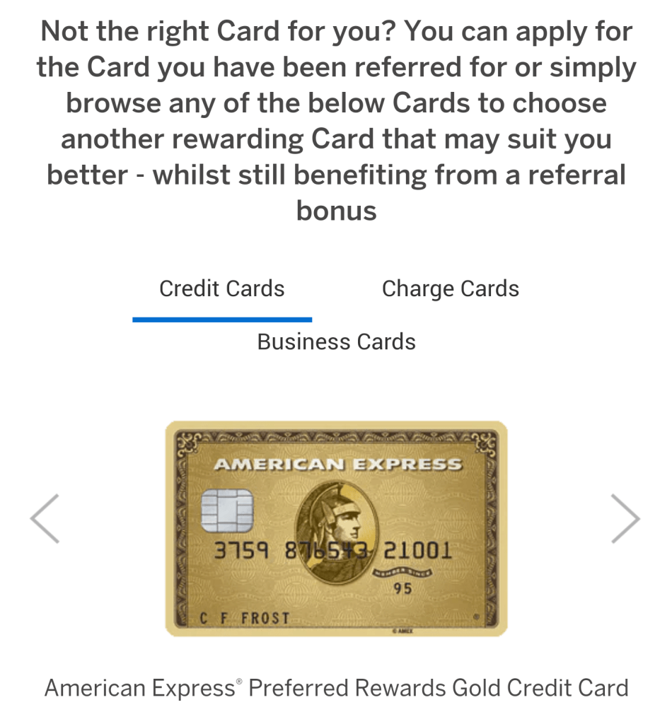 Amex Gold offer screenshot
